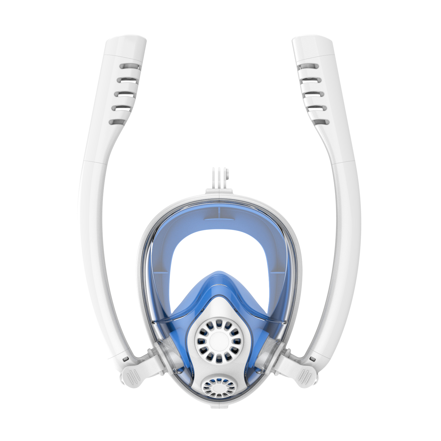 Careta FULL FACE TWOBAS doble snorkel azul y blanco