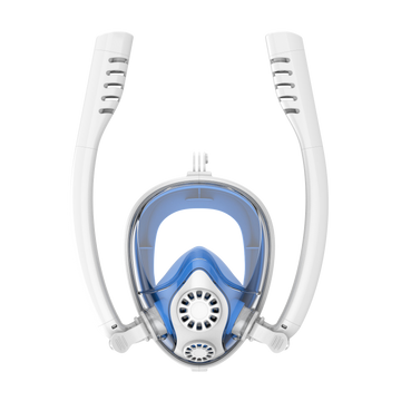 Careta FULL FACE TWOBAS doble snorkel azul y blanco