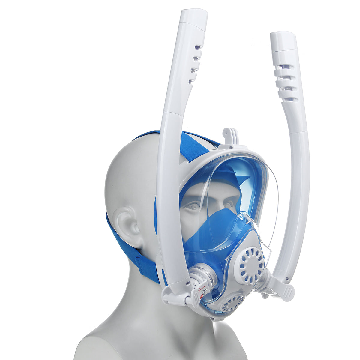 Careta FULL FACE TWOBAS doble snorkel azul y blanco